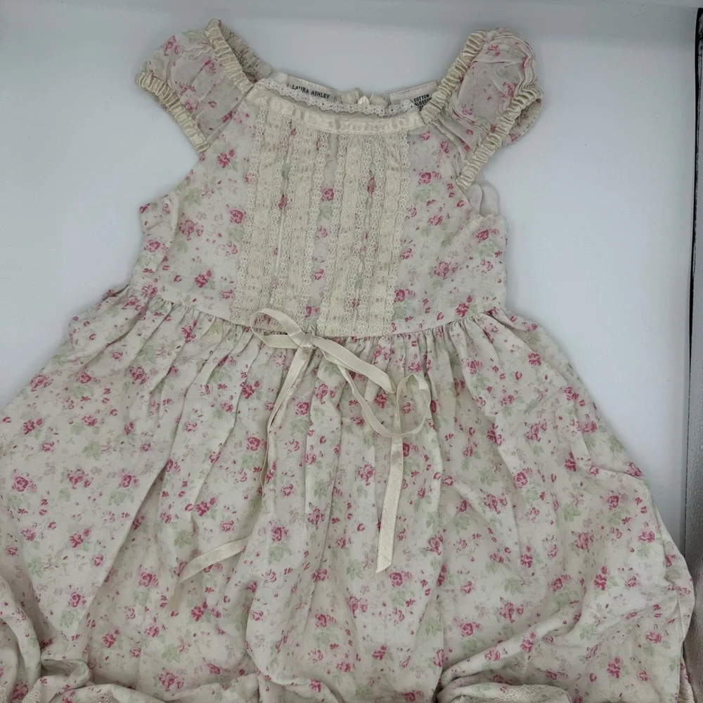 Beautiful Laura Ashley Pink Floral Toddler Dress Size 3T - Y2K Vintage